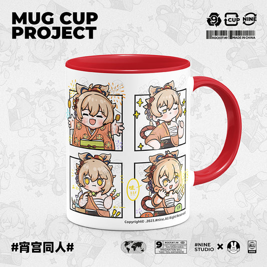 Genshin Impact Comic Style Cute Character Ceramics Mug - Yoimiya (Four Frame) - Teyvat Tavern - Genshin Merch