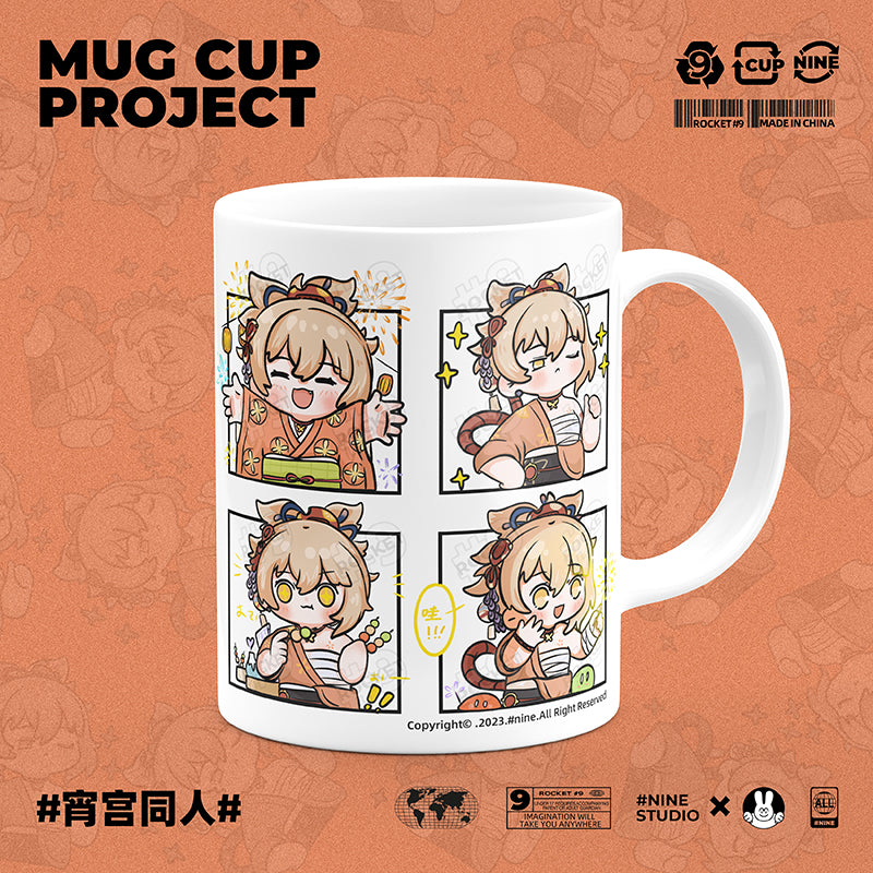 Genshin Impact Comic Style Cute Character Ceramics Mug - Yoimiya (Four Frame) - Teyvat Tavern - Genshin Merch