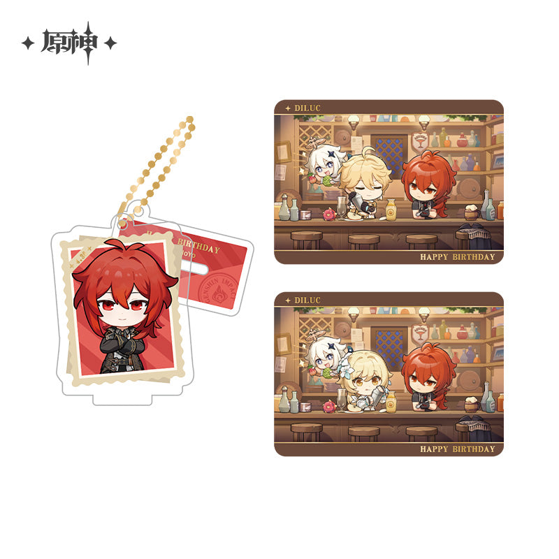 [OFFICIAL] Genshin Impact Happy Birthday Series Treasured Memories Character Stand Figure and Collection Cards Set - Teyvat Tavern - Genshin Merch