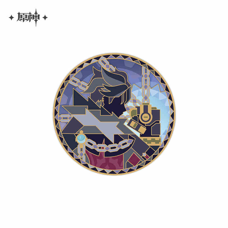 [OFFICIAL] Iridescent Arataki Rockin Tour Themed Metal Badge - Teyvat Tavern - Genshin Impact & Honkai Star Rail Merch