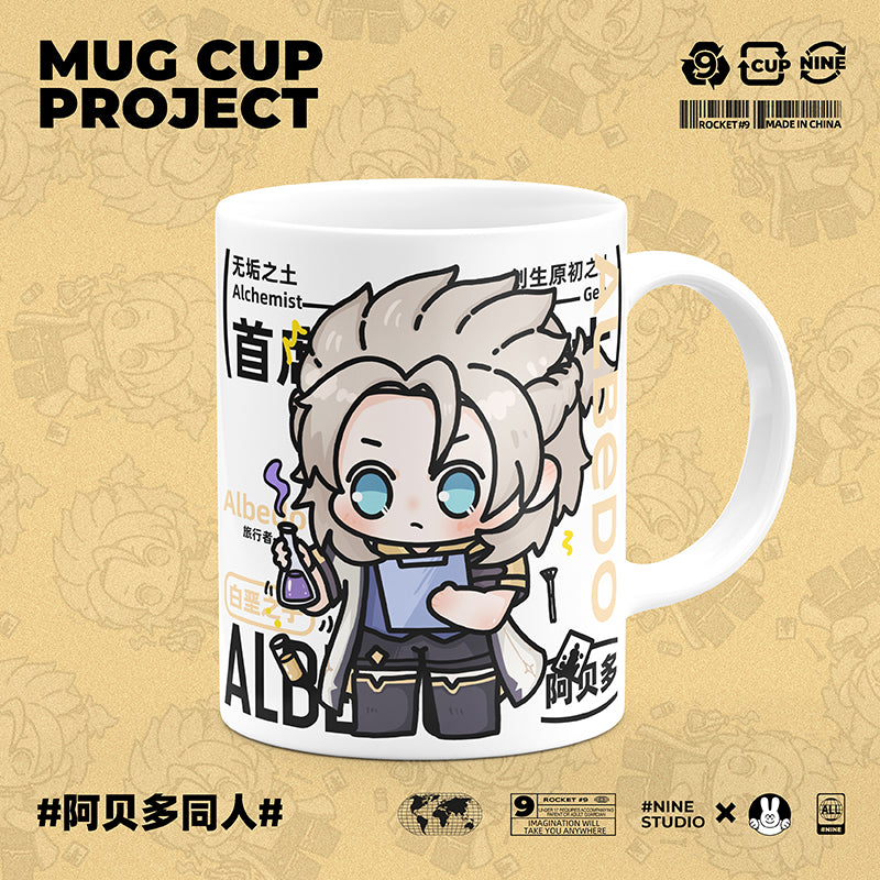 Genshin Impact Comic Style Cute Character Ceramics Mug - Albedo - Teyvat Tavern - Genshin Merch