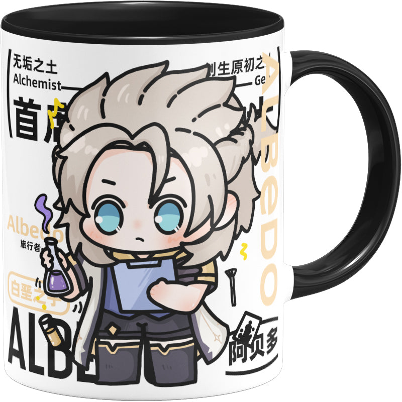 Genshin Impact Comic Style Cute Character Ceramics Mug - Albedo - Teyvat Tavern - Genshin Merch