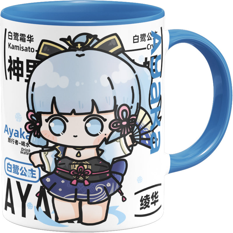 Genshin Impact Comic Style Cute Character Ceramics Mug - Ayaka - Teyvat Tavern - Genshin Merch