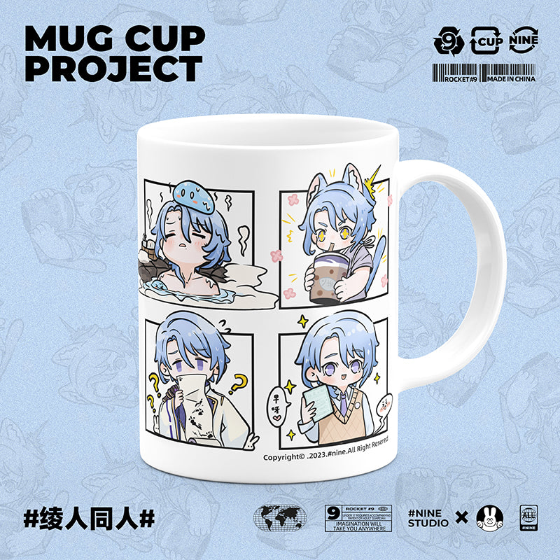 Genshin Impact Comic Style Cute Character Ceramics Mug - Ayato(4 Frames) - Teyvat Tavern - Genshin Merch