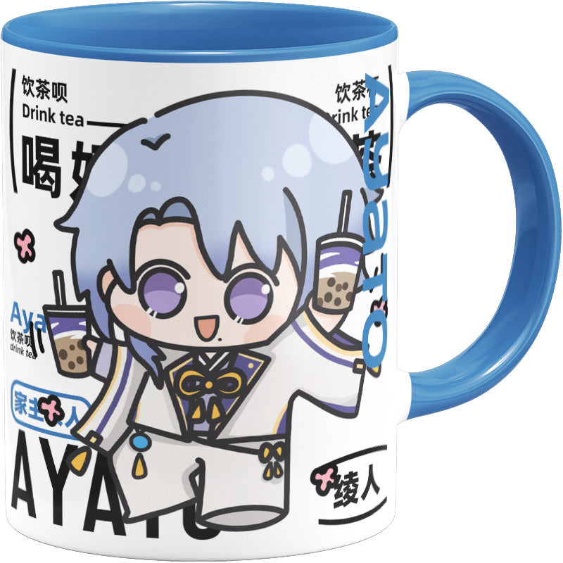 Genshin Impact Comic Style Cute Character Ceramics Mug - Ayato - Teyvat Tavern - Genshin Merch