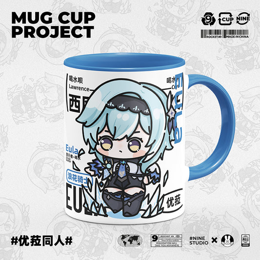 Genshin Impact Comic Style Cute Character Ceramics Mug - Eula - Teyvat Tavern - Genshin Merch