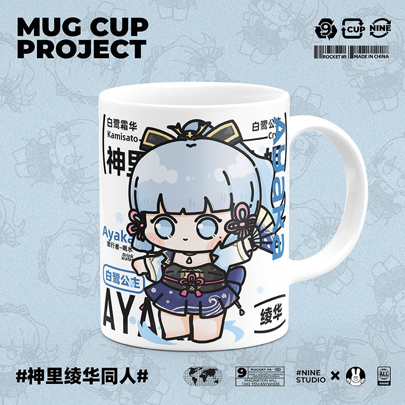 Genshin Impact Comic Style Cute Character Ceramics Mug - Ayaka - Teyvat Tavern - Genshin Impact & Honkai Star Rail & 3Z Merch