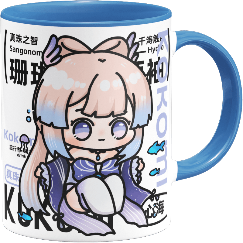 Genshin Impact Comic Style Cute Character Ceramics Mug - Kokomi - Teyvat Tavern - Genshin Impact & Honkai Star Rail & 3Z Merch