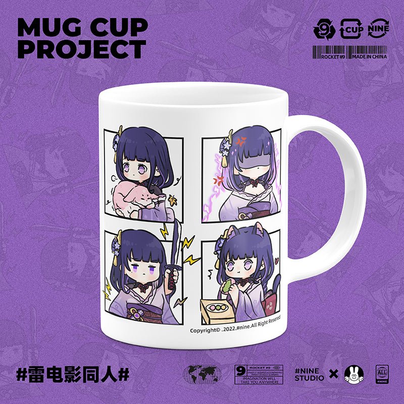 Genshin Impact Comic Style Cute Character Ceramics Mug - Raiden Shogun (4 Frames) - Teyvat Tavern - Genshin Impact & Honkai Star Rail & 3Z Merch