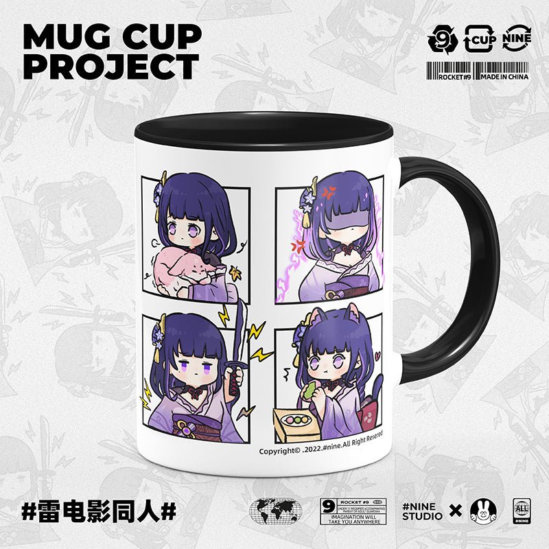 Genshin Impact Comic Style Cute Character Ceramics Mug - Raiden Shogun (4 Frames) - Teyvat Tavern - Genshin Impact & Honkai Star Rail & 3Z Merch