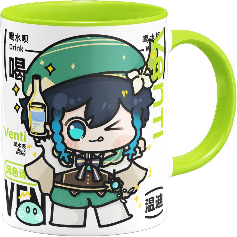 Genshin Impact Comic Style Cute Character Ceramics Mug - Venti - Teyvat Tavern - Genshin Impact & Honkai Star Rail & 3Z Merch