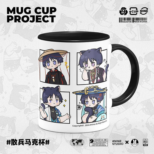 Genshin Impact Comic Style Cute Character Ceramics Mug - Wanderer (4 Frames) - Teyvat Tavern - Genshin Impact & Honkai Star Rail & 3Z Merch