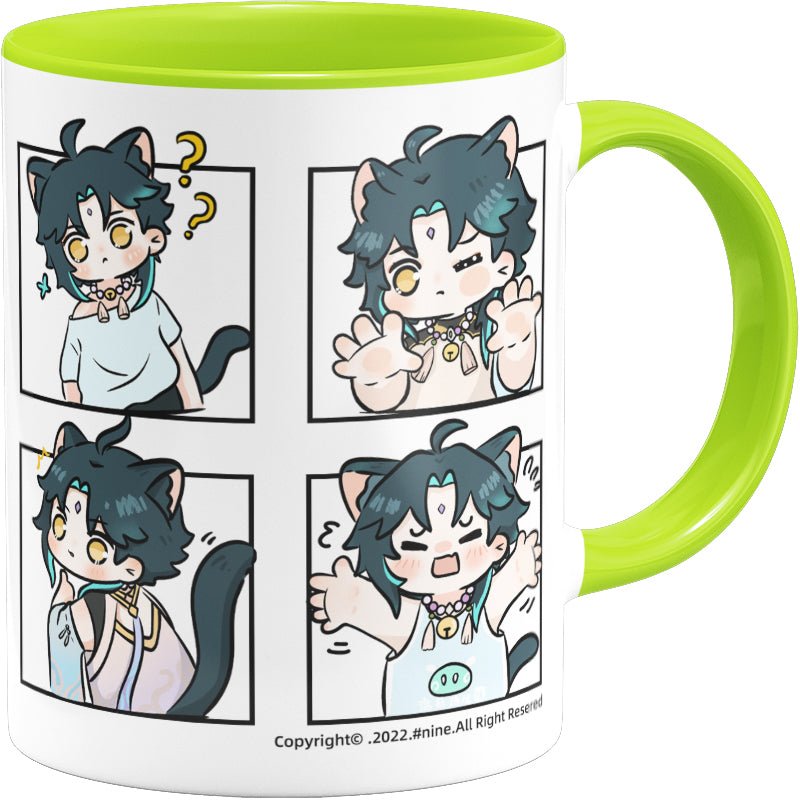 Genshin Impact Comic Style Cute Character Ceramics Mug - Xiao (4 Frames) - Teyvat Tavern - Genshin Impact & Honkai Star Rail & 3Z Merch