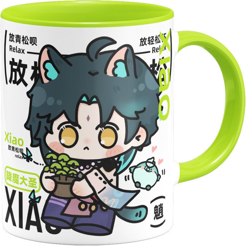 Genshin Impact Comic Style Cute Character Ceramics Mug - Xiao - Teyvat Tavern - Genshin Impact & Honkai Star Rail & 3Z Merch