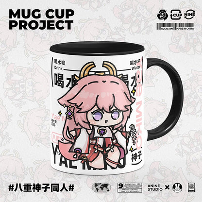 Genshin Impact Comic Style Cute Character Ceramics Mug - Yae Miko - Teyvat Tavern - Genshin Impact & Honkai Star Rail & 3Z Merch