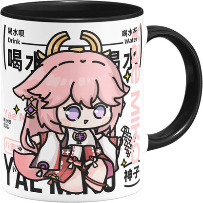 Genshin Impact Comic Style Cute Character Ceramics Mug - Yae Miko - Teyvat Tavern - Genshin Impact & Honkai Star Rail & 3Z Merch