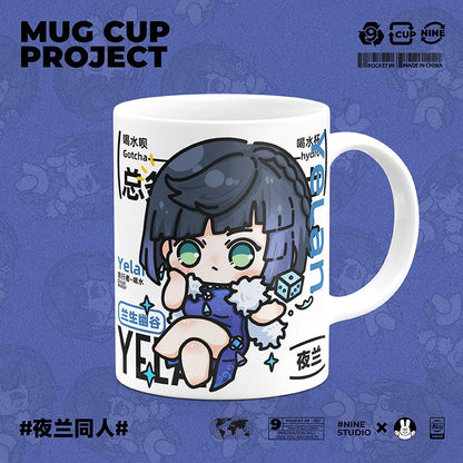 Genshin Impact Comic Style Cute Character Ceramics Mug - Yelan - Teyvat Tavern - Genshin Impact & Honkai Star Rail & 3Z Merch