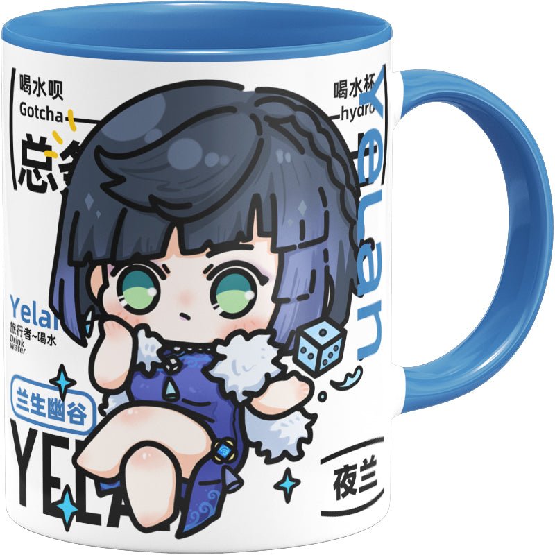 Genshin Impact Comic Style Cute Character Ceramics Mug - Yelan - Teyvat Tavern - Genshin Impact & Honkai Star Rail & 3Z Merch