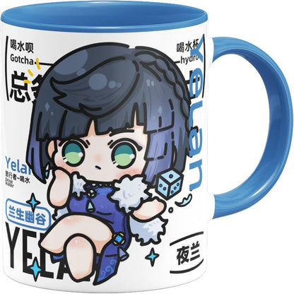 Genshin Impact Comic Style Cute Character Ceramics Mug - Yelan - Teyvat Tavern - Genshin Impact & Honkai Star Rail & 3Z Merch