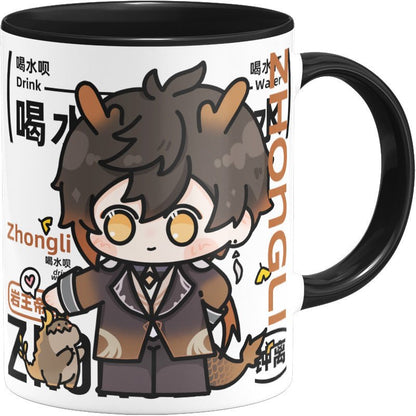 Genshin Impact Comic Style Cute Character Ceramics Mug - Zhongli - Teyvat Tavern - Genshin Impact & Honkai Star Rail & 3Z Merch