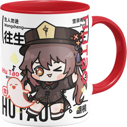 Genshin Impact Comic Style Cute Character Ceramics Mug - Hutao - Teyvat Tavern - Genshin Merch