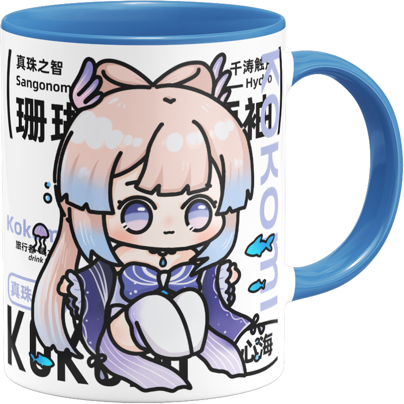 Genshin Impact Comic Style Cute Character Ceramics Mug - Kokomi - Teyvat Tavern - Genshin Merch