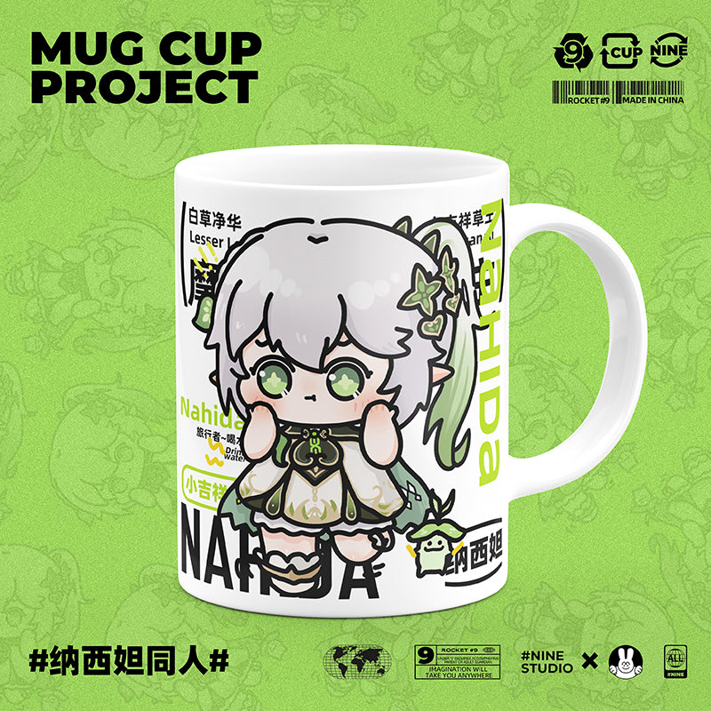 Genshin Impact Comic Style Cute Character Ceramics Mug - Nahida - Teyvat Tavern - Genshin Merch