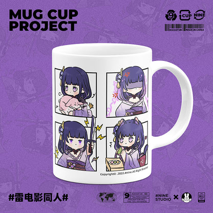 Genshin Impact Comic Style Cute Character Ceramics Mug - Raiden Shogun (4 Frames) - Teyvat Tavern - Genshin Merch