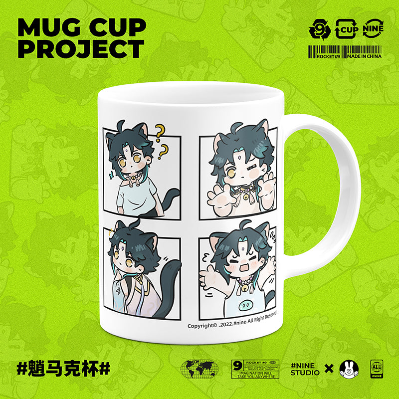 Genshin Impact Comic Style Cute Character Ceramics Mug - Xiao (4 Frames) - Teyvat Tavern - Genshin Merch